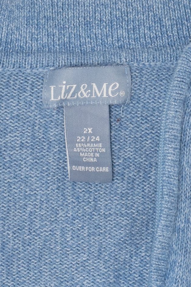Vintage Light Blue Liz & Me Winter Town Ugly Christmas Cardigan (2000s)