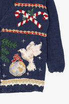 Vintage Navy Blue Tiara Ugly Christmas Cardigan (1990s)