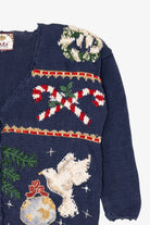 Vintage Navy Blue Tiara Ugly Christmas Cardigan (1990s)