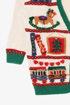 Vintage White Marisa Christina Toys Ugly Christmas Cardigan (1990s)