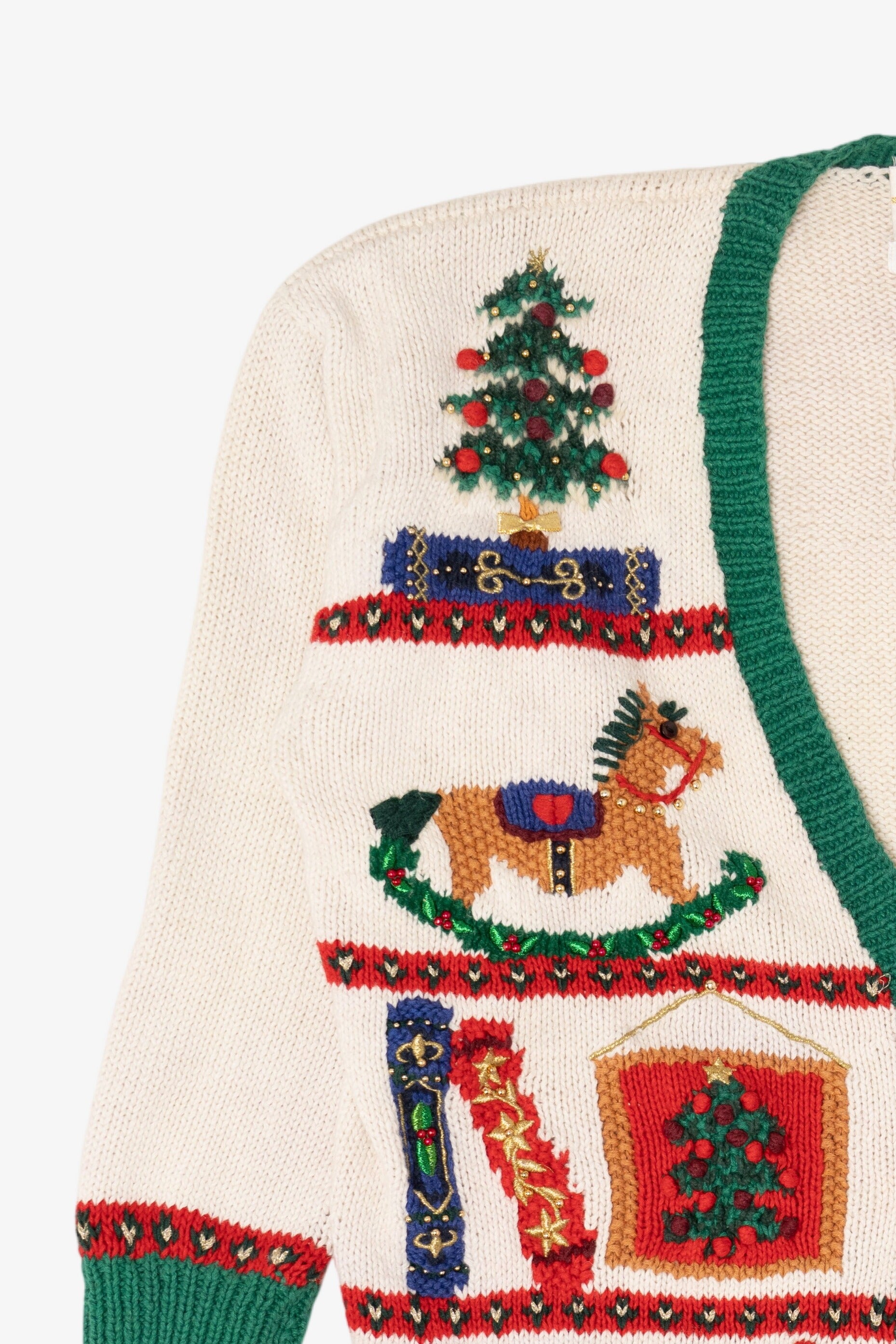 Vintage White Marisa Christina Toys Ugly Christmas Cardigan (1990s)