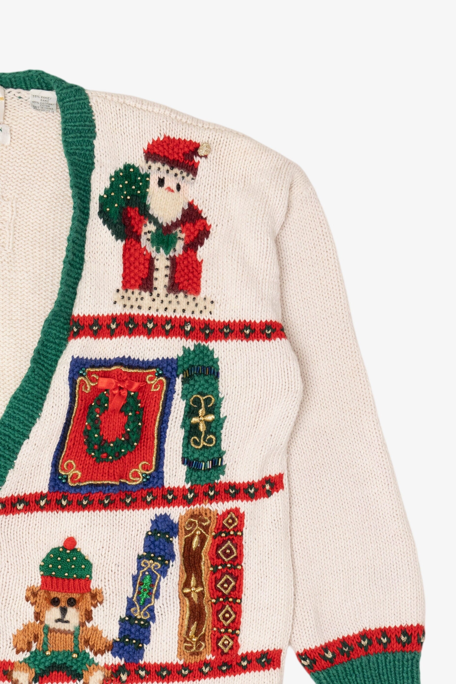 Vintage White Marisa Christina Toys Ugly Christmas Cardigan (1990s)