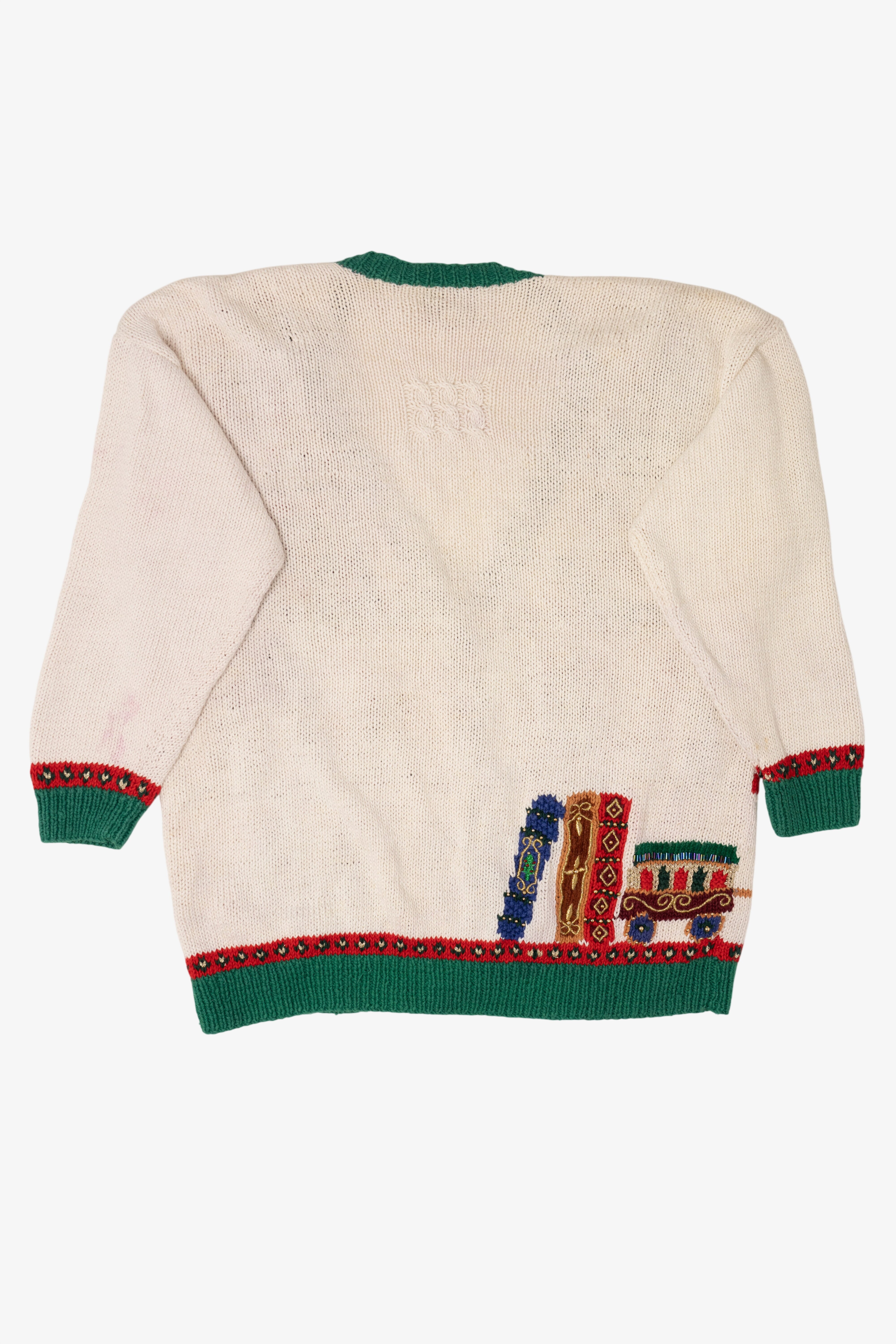 Vintage White Marisa Christina Toys Ugly Christmas Cardigan (1990s)