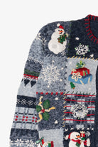 Vintage Navy Blue Heirloom Collectible Snowmen Christmas Cardigan (2000s)