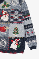 Vintage Navy Blue Heirloom Collectible Snowmen Christmas Cardigan (2000s)