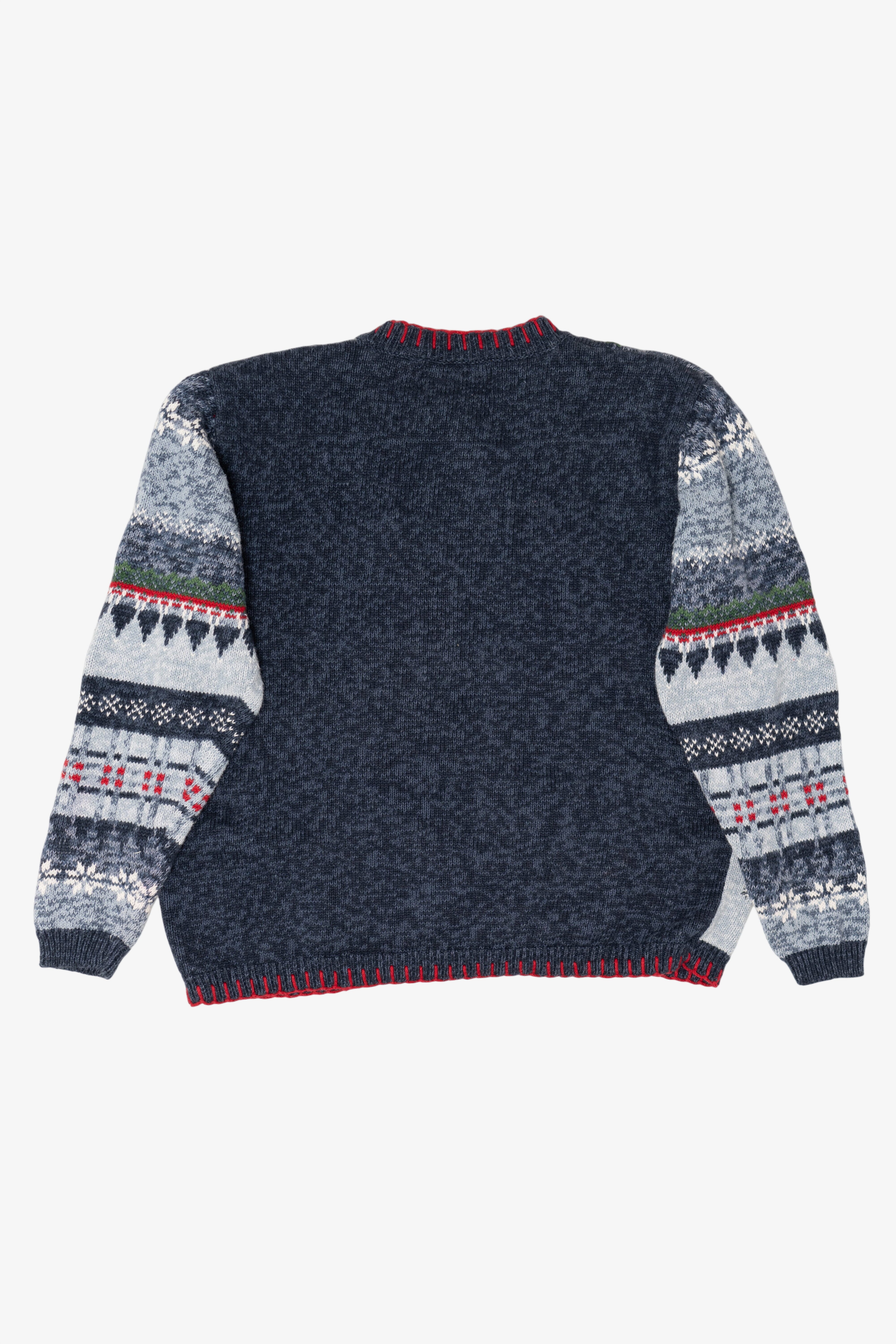 Vintage Navy Blue Heirloom Collectible Snowmen Christmas Cardigan (2000s)