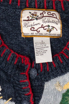 Vintage Navy Blue Heirloom Collectible Snowmen Christmas Cardigan (2000s)