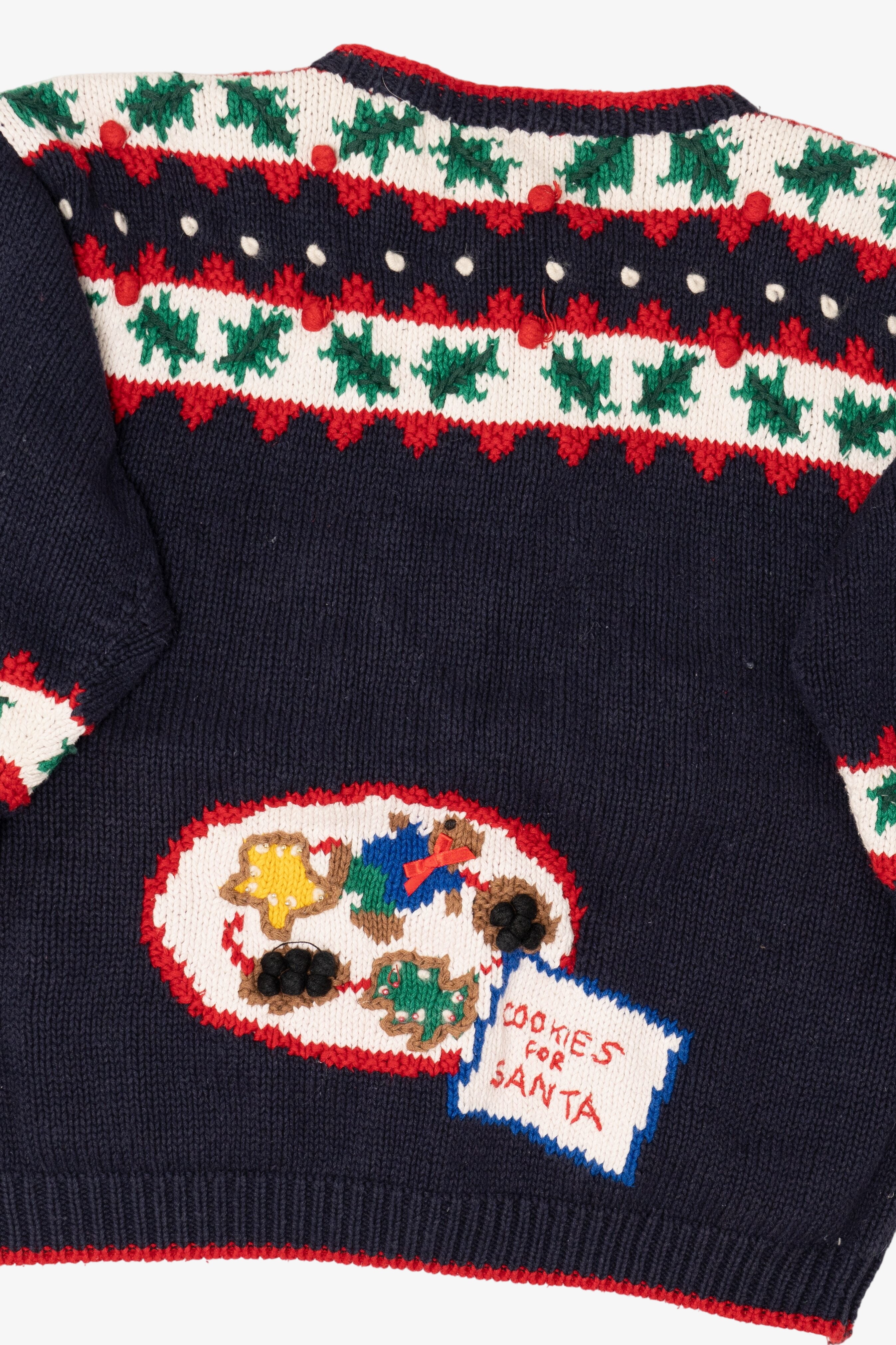 Vintage Navy Blue Belle Pointe Santa Ugly Christmas Cardigan (1990s)