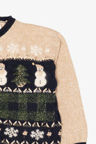 Vintage Beige Christopher & Banks Snowmen Ugly Christmas Cardigan (1990s)