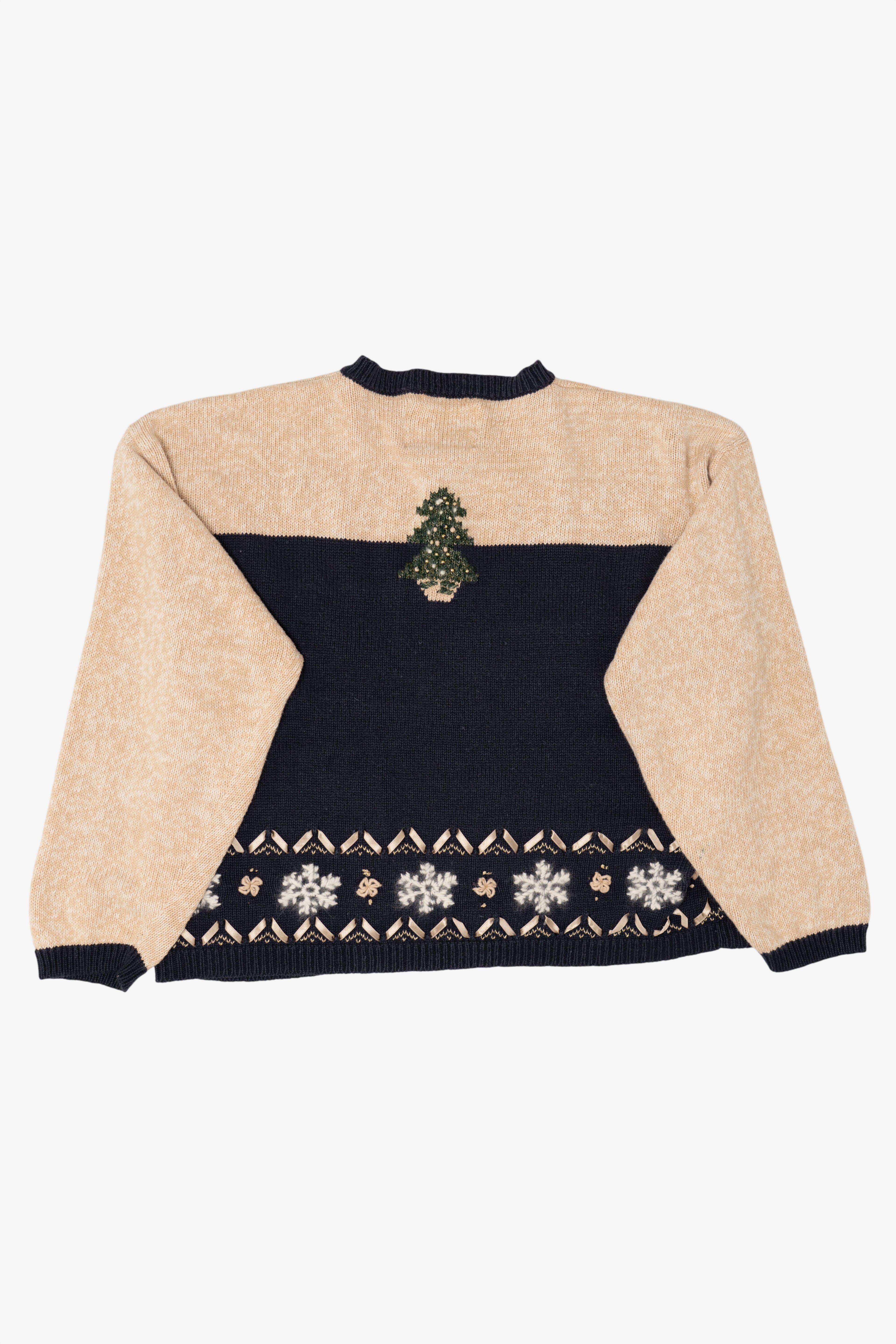 Vintage Beige Christopher & Banks Snowmen Ugly Christmas Cardigan (1990s)