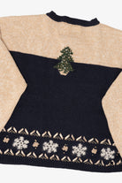Vintage Beige Christopher & Banks Snowmen Ugly Christmas Cardigan (1990s)