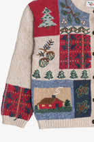 Vintage Rustic Cardinal Quilt Ugly Christmas Sweater (1980s)