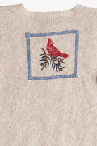 Vintage Rustic Cardinal Quilt Ugly Christmas Sweater (1980s)