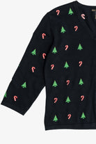 Vintage Candy Canes & Christmas Trees Lightweight Ugly Christmas Cardigan (2000s)