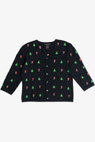 Vintage Candy Canes & Christmas Trees Lightweight Ugly Christmas Cardigan (2000s)