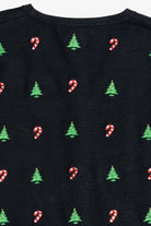Vintage Candy Canes & Christmas Trees Lightweight Ugly Christmas Cardigan (2000s)