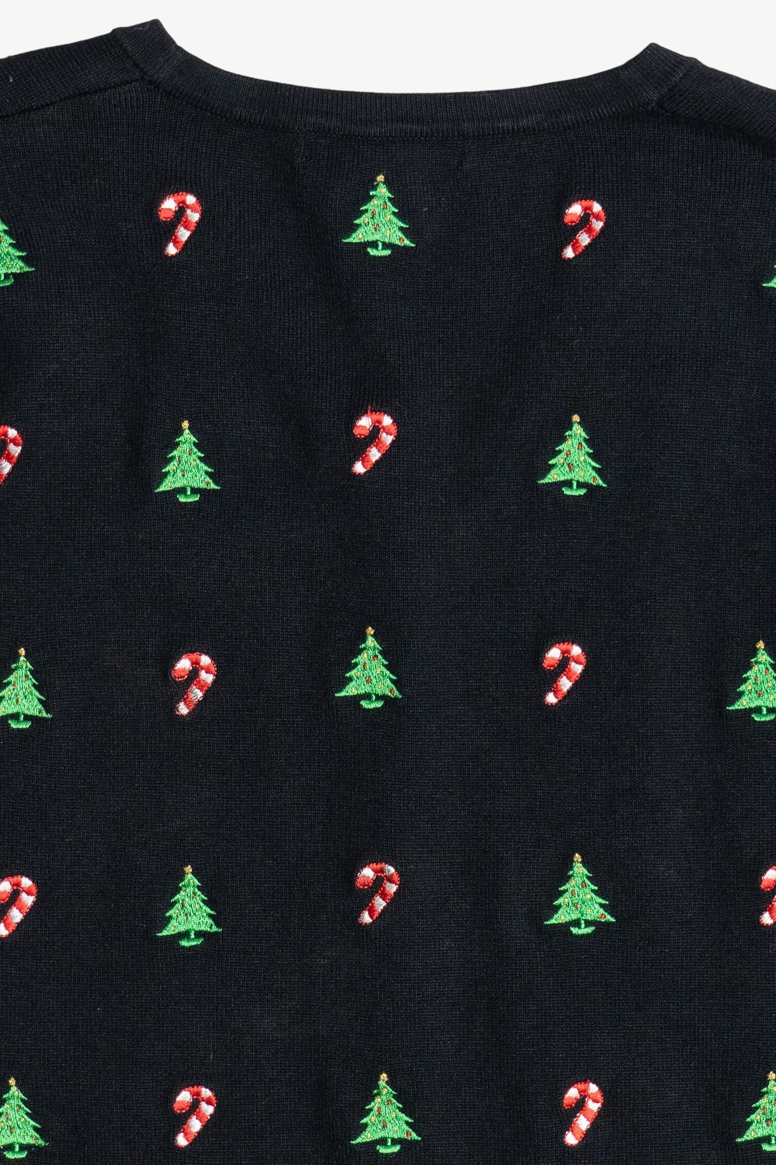 Vintage Candy Canes & Christmas Trees Lightweight Ugly Christmas Cardigan (2000s)