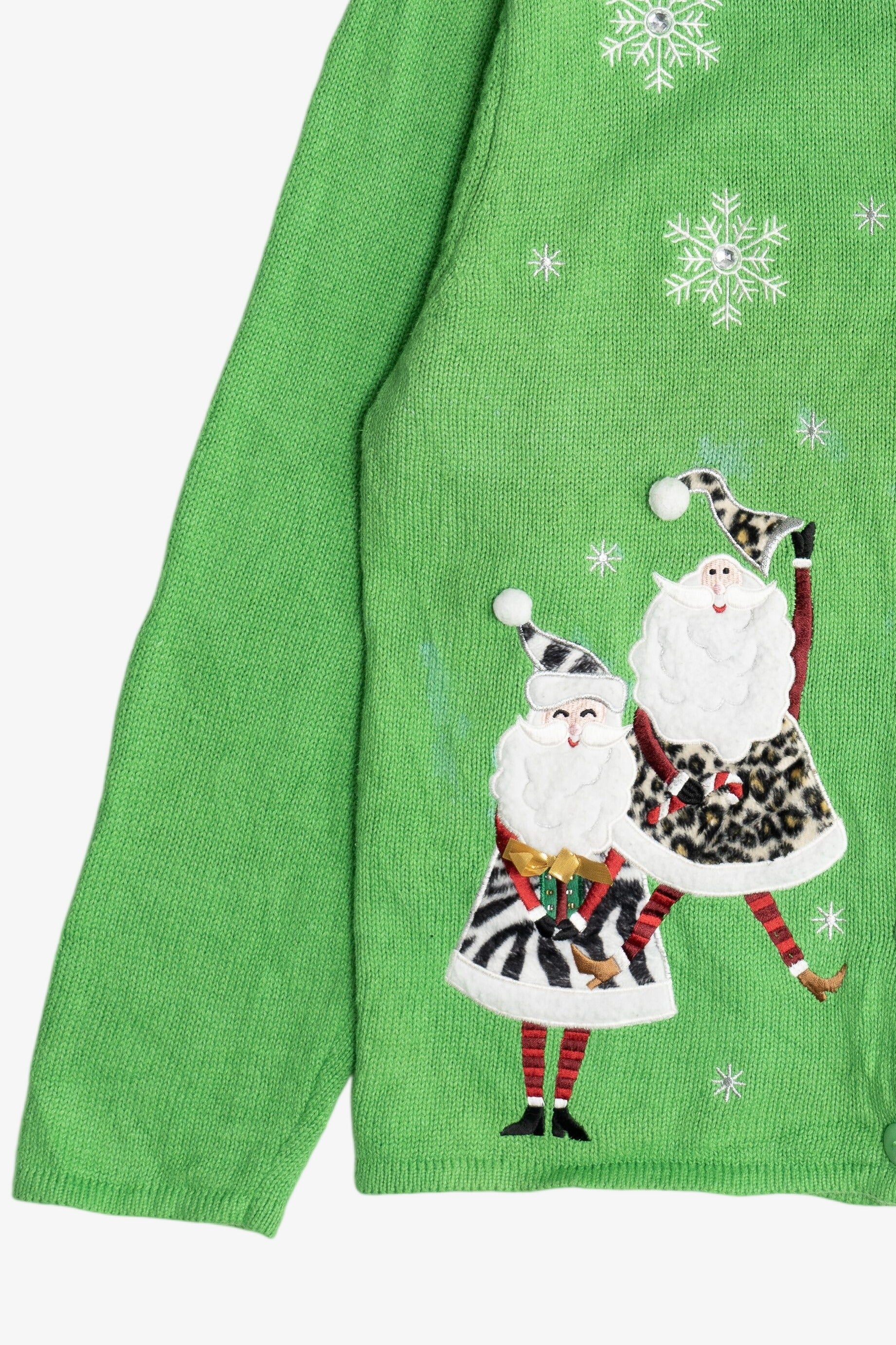 Vintage Leopard Print Santa & Mrs. Claus Ugly Christmas Sweater (1990s)
