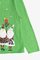 Vintage Leopard Print Santa & Mrs. Claus Ugly Christmas Sweater (1990s)