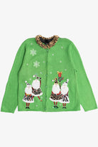Vintage Leopard Print Santa & Mrs. Claus Ugly Christmas Sweater (1990s)