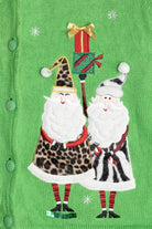 Vintage Leopard Print Santa & Mrs. Claus Ugly Christmas Sweater (1990s)