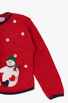 Vintage Red Kids Hartstrings Snowmen Ugly Christmas Cardigan (2000s)
