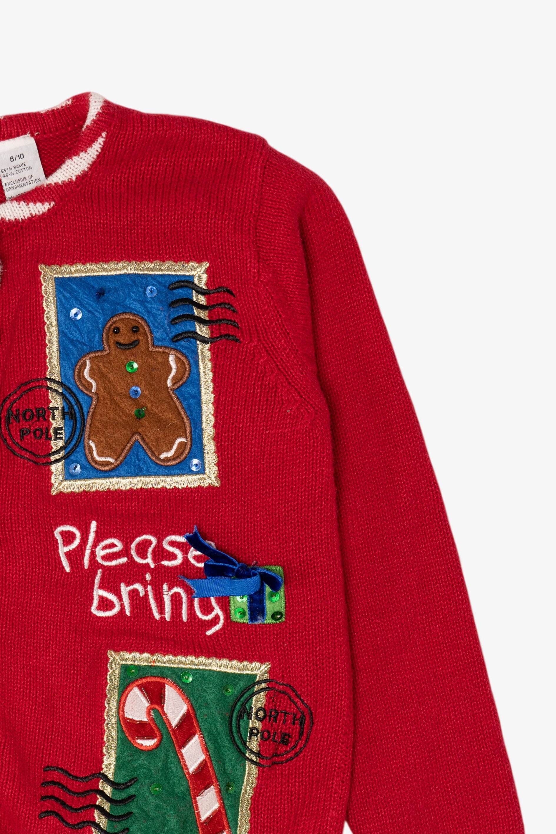 Vintage Kids Red Tiara Girls Ugly Christmas Cardigan (1990s)