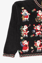 Vintage Kids Black Heirloom Collectibles Santa Ugly Christmas Cardigan (1990s)