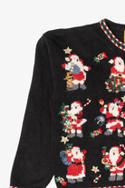 Vintage Kids Black Heirloom Collectibles Santa Ugly Christmas Cardigan (1990s)