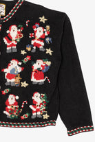 Vintage Kids Black Heirloom Collectibles Santa Ugly Christmas Cardigan (1990s)