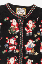 Vintage Kids Black Heirloom Collectibles Santa Ugly Christmas Cardigan (1990s)