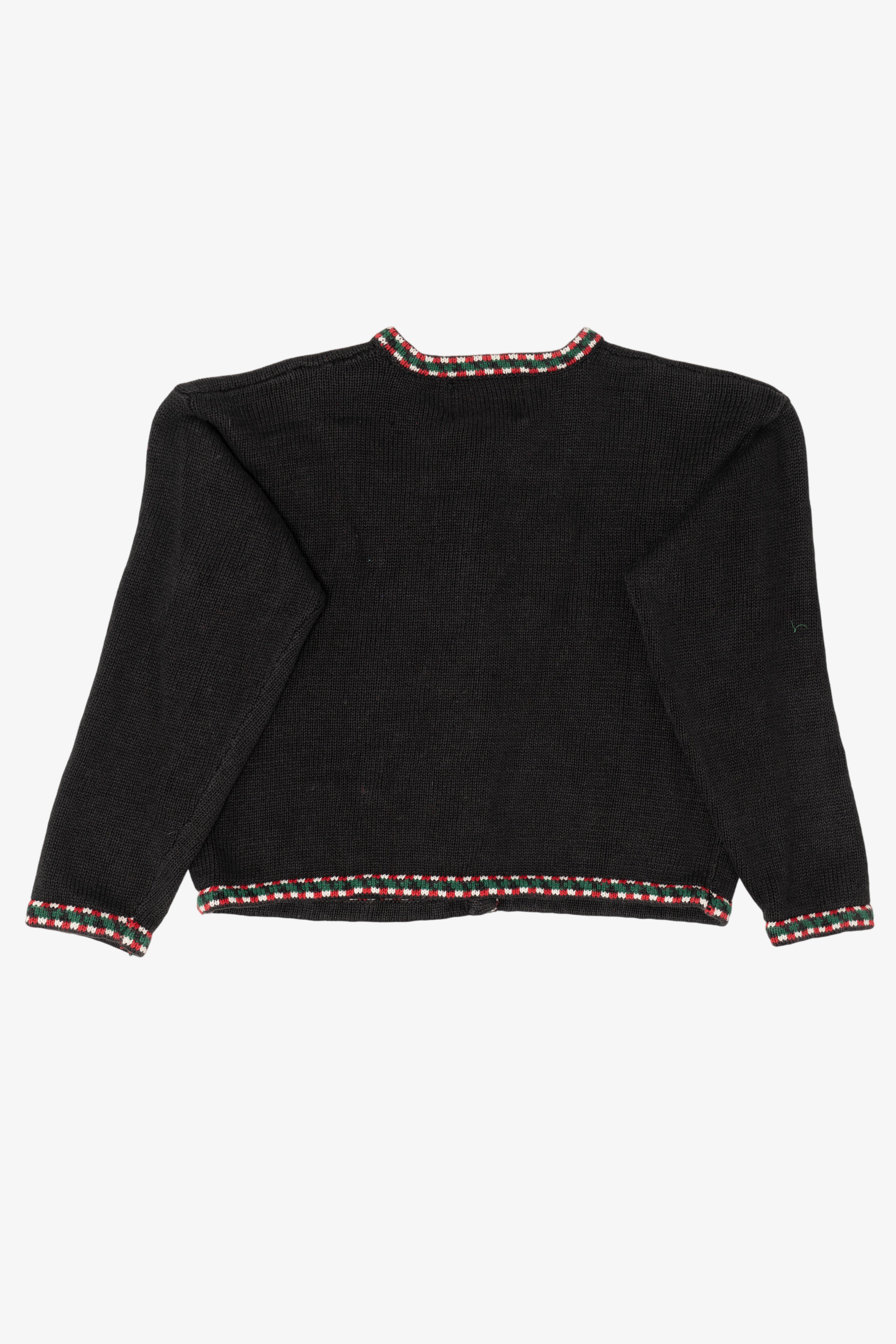 Vintage Kids Black Heirloom Collectibles Santa Ugly Christmas Cardigan (1990s)