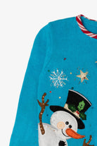 Vintage Kids Blue Tiara Girls Snowmen Ugly Christmas Cardigan (2000s)