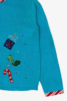 Vintage Kids Blue Tiara Girls Snowmen Ugly Christmas Cardigan (2000s)