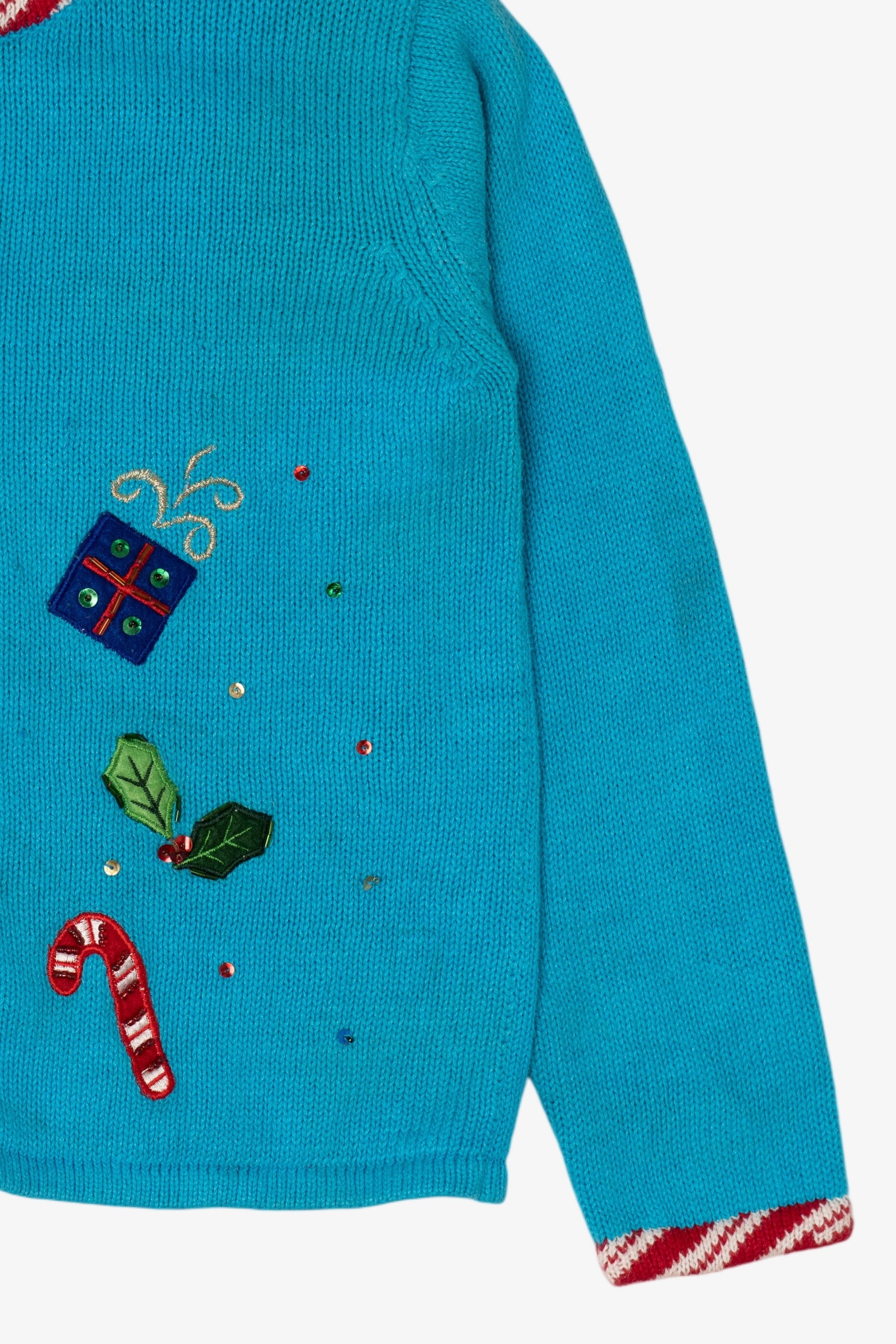 Vintage Kids Blue Tiara Girls Snowmen Ugly Christmas Cardigan (2000s)