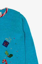 Vintage Kids Blue Tiara Girls Snowmen Ugly Christmas Cardigan (2000s)