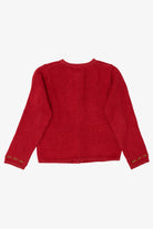 Vintage Kids Red Savannah Snowman On Presents Ugly Christmas Cardigan (1990s)