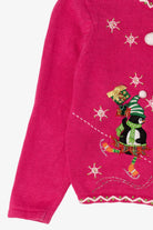 Vintage Kids Hot Pink Derek Heart Penguins Skating Ugly Christmas Cardigan (2000s)