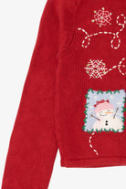 Vintage Kids Red Savannah Snowmen Hooded Ugly Christmas Pullover (2000s)
