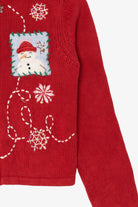 Vintage Kids Red Savannah Snowmen Hooded Ugly Christmas Pullover (2000s)