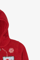 Vintage Kids Red Savannah Snowmen Hooded Ugly Christmas Pullover (2000s)