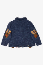 Vintage Kids Navy Blue Tiara Girls Reindeer Ugly Christmas Cardigan (2000s)