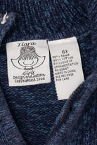Vintage Kids Navy Blue Tiara Girls Reindeer Ugly Christmas Cardigan (2000s)