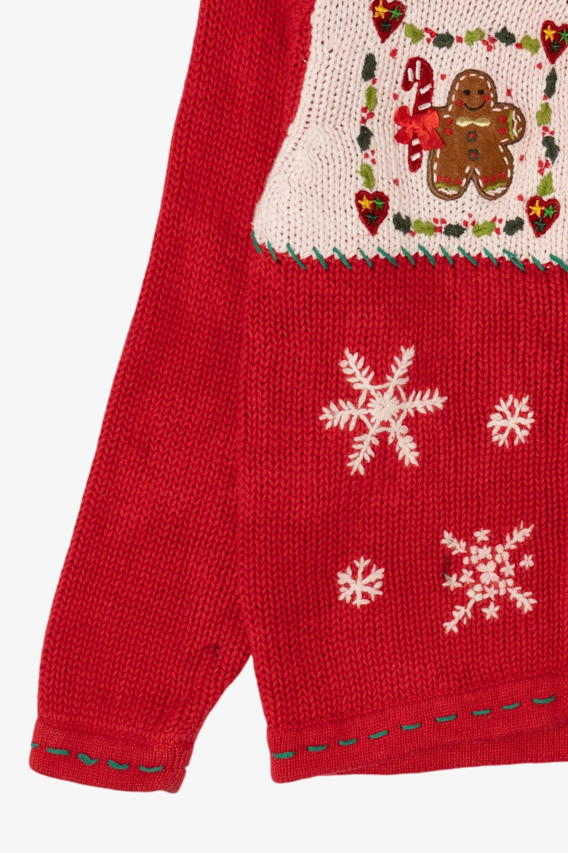 Vintage Kids Red UR It Gingerbread Ugly Christmas Cardigan (1990s)
