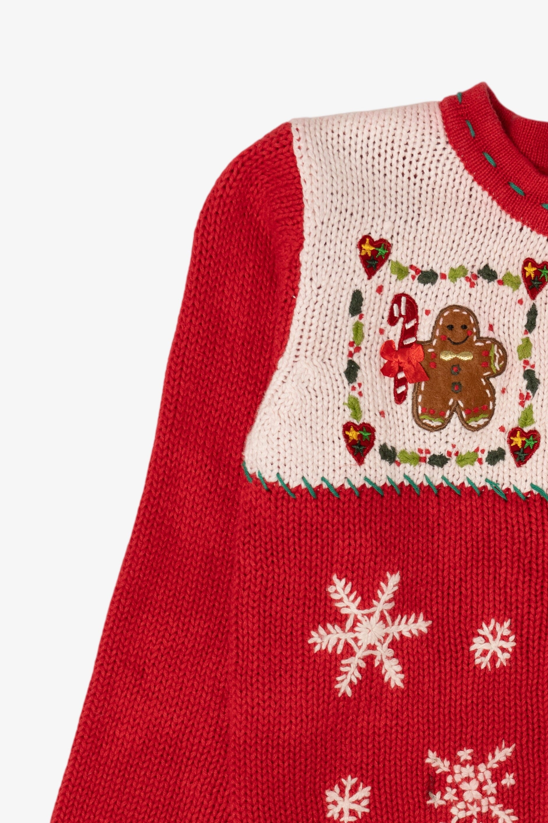 Vintage Kids Red UR It Gingerbread Ugly Christmas Cardigan (1990s)