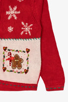 Vintage Kids Red UR It Gingerbread Ugly Christmas Cardigan (1990s)