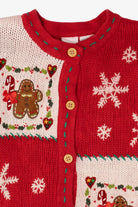 Vintage Kids Red UR It Gingerbread Ugly Christmas Cardigan (1990s)