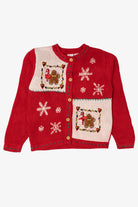 Vintage Kids Red UR It Gingerbread Ugly Christmas Cardigan (1990s)
