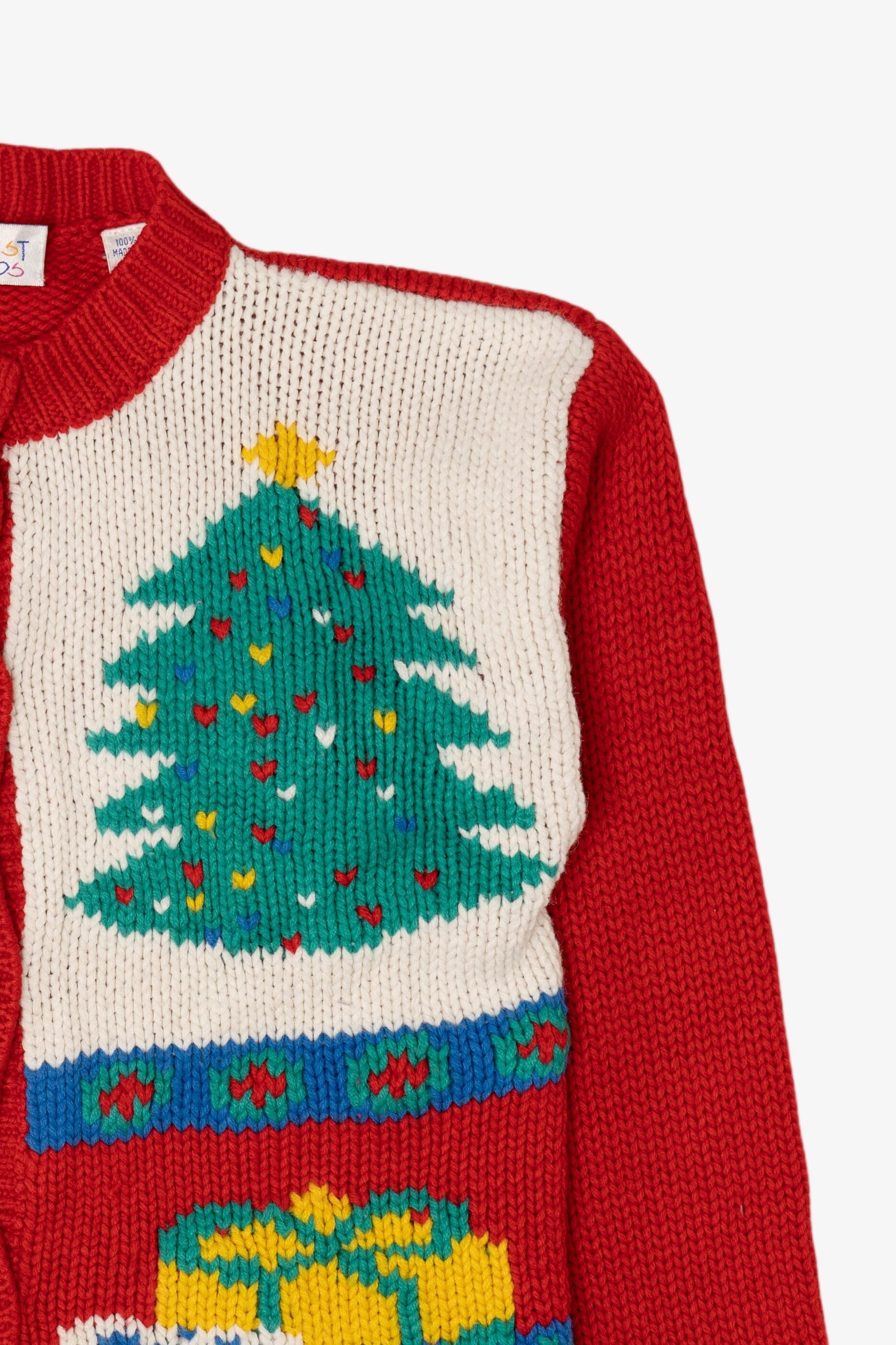 Vintage Kids Red Just Friends Ugly Christmas Cardigan (1990s)