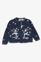 Vintage Kids Navy Blue Tiara Girls Ice Skating Ugly Christmas Cardigan (2000s)